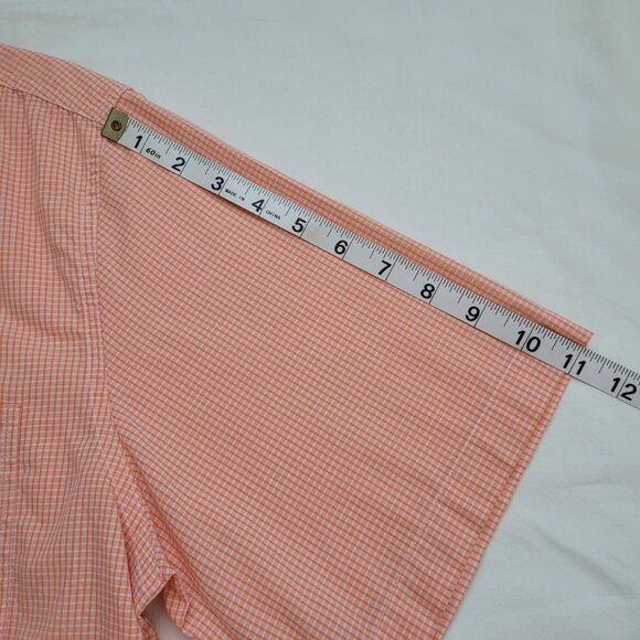 Chaps Orange Checkered Button-Down Short Sleeve Shirt Easy Care Mens Size L - Picture 7 of 8